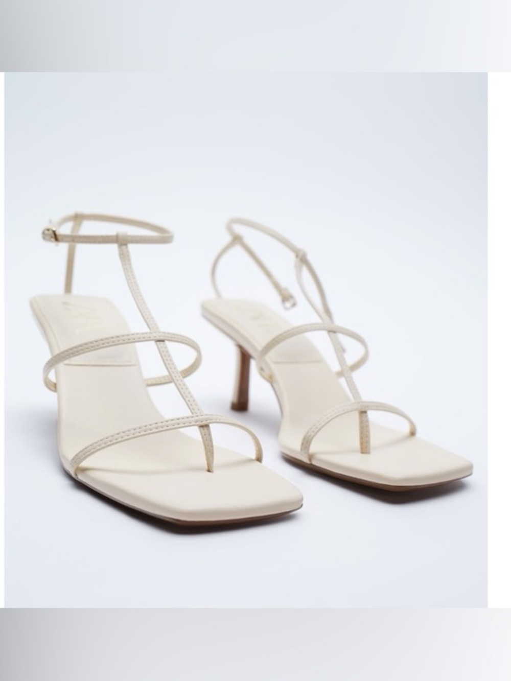 Zara Strappy Heeled Sandals in Cream - Size 39